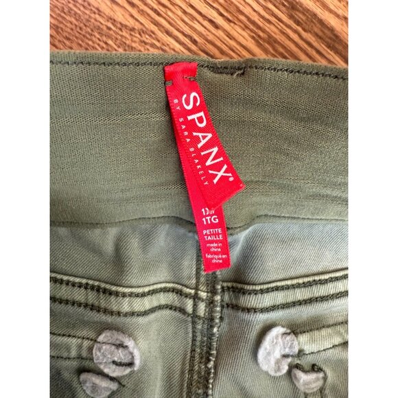 Spanx‎ Womens Green Twill Stretch Cargo Ankle Pants Size 1XP Army Spring Pockets - Picture 10 of 15